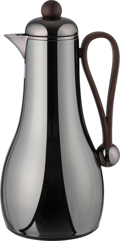 Al Saif Gallery Gheem Thermos Set, 2 Pieces, 1/1 Liter, Glass Inner Container, Wooden Handle - Glossy Black product image 7