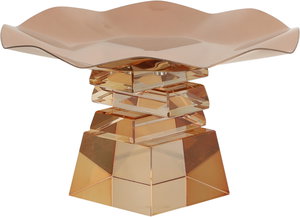 ستاند تقديم ستانلس استيل السيف غاليري، 20x20x17 سم، قاعدة مربع زجاج - عسلي نحاسي product image