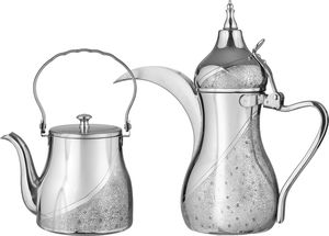 طقم دلة قهوة وإبريق استيل السيف غاليري، 1.2 / 1.41  لتر - فضي product image