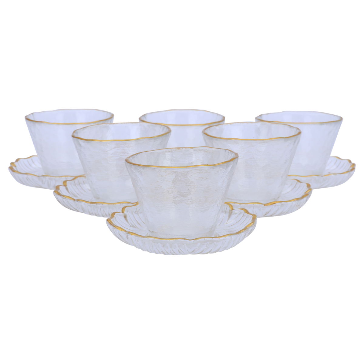 طقم فناجين قهوة عربي زجاج بصحن السيف غاليري، 12 قطعة، 100 مل - شفاف product image 2