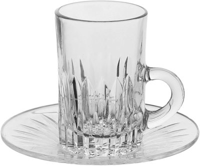 طقم تقديم بيالات فناجين مع صحون السيف غاليري، كريستال، 18 قطعة - شفاف product image 3