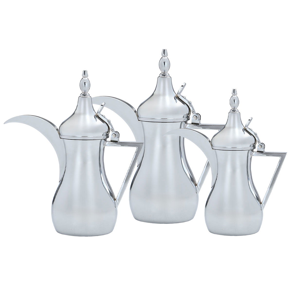 Sulaiman Steel Al Saif Gallery Dallah Set, 0.76/0.82/1.14 litre, 3 Pieces - Silver product image