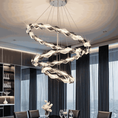 Norco Modern Aluminum Glass Chandelier, 3 Rings, 3000K, 80W - Silver product image 5