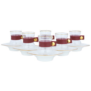طقم تقديم بيالات شاي زجاج السيف غاليري، 12 قطعة - شفاف product image 2