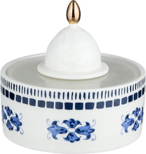 علبة حلا بورسلان السيف غاليري، مشجر، غطاء اكريلك، 11.5x11.5x7 سم - ابيض ازرق product image