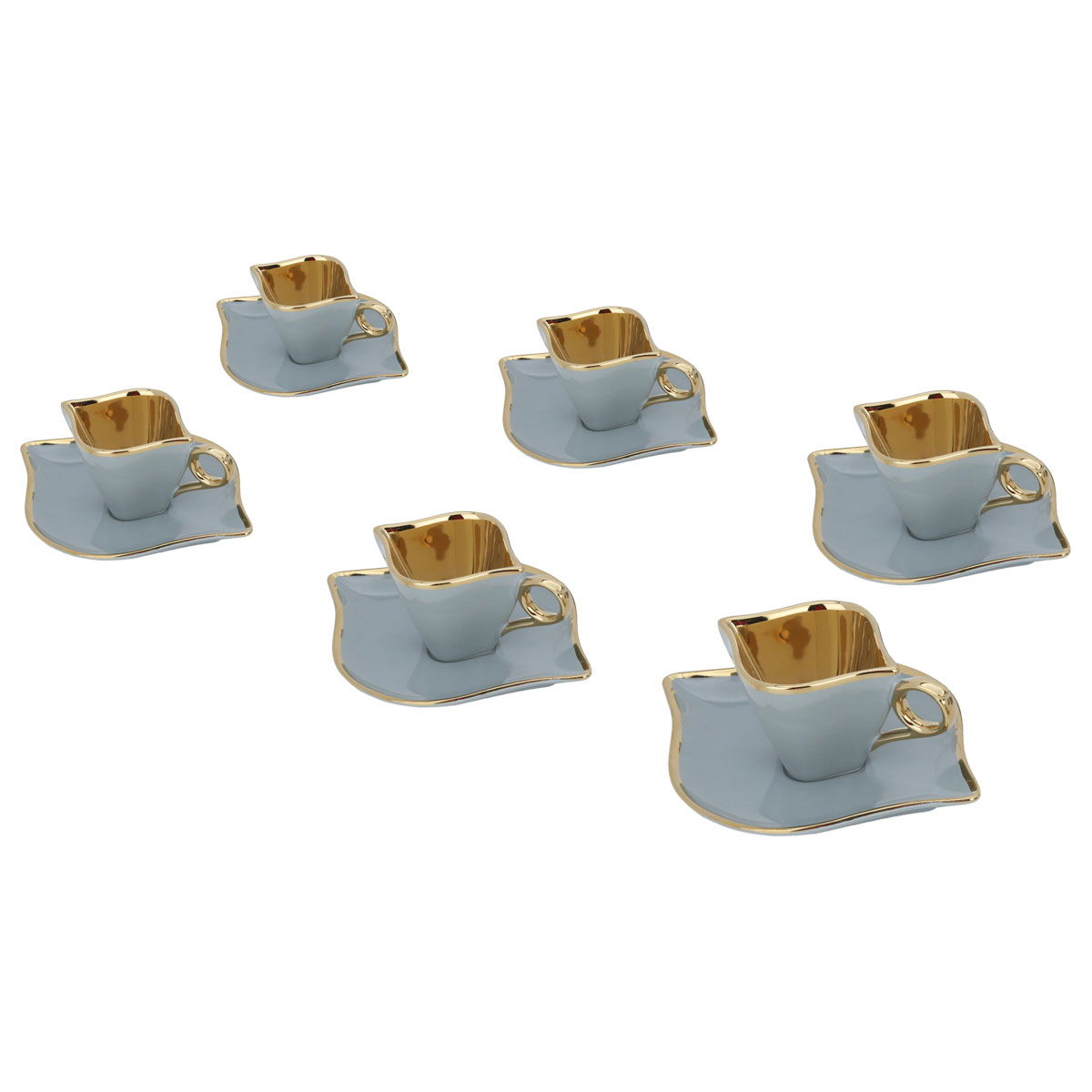 Al Saif Gallery ceramic coffee cup set, gilded, with saucer, 12 pieces - gray product image 2