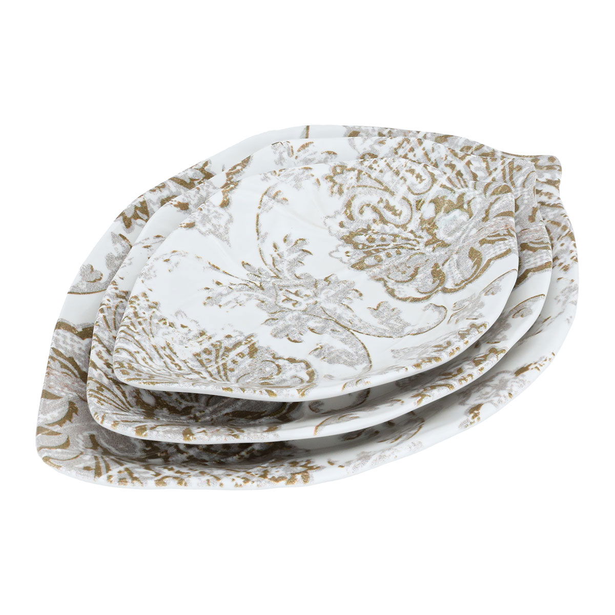 Al Saif Gallery Porcelain Serving Plates Set, 3 Pieces - White Golden product image