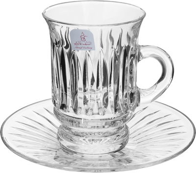 طقم تقديم بيالات فناجين مع الصحن كريستال السيف غاليري، 18 قطعة - شفاف product image 3