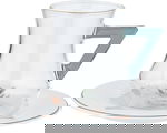 طقم تقديم شاي وقهوة زجاج وبورسلان السيف غاليري، 18 قطعة - شفاف أبيض product image 3