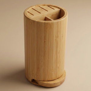 Al Saif Gallery Bamboo Wooden Spoon Stand, 14X14X24.7 Cm - Brown product image