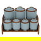 Al Saif Gallery porcelain spice box set, 7 pieces, wooden stand - cyan product image 1
