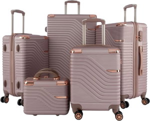 طقم شنط سفر ABS ليمرا، 5 مقاسات، 4 عجلات، زاويه 360 درجة، LMA-1468 - روزجولد product image