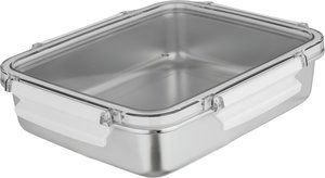 علبة تخزين ستانلس استيل الصحاح، 23x19x6 سم، غطاء بلاستيك، قفل - فضي شفاف product image 2