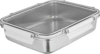 علبة تخزين ستانلس استيل الصحاح، 23x19x6 سم، غطاء بلاستيك، قفل - فضي شفاف product image 2