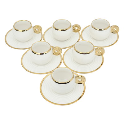 Al Saif Gallery ceramic Arabic coffee cups set, 12 pieces - golden yellow product image 2
