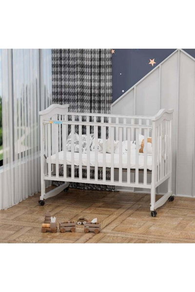 سرير اطفال خشب الصنوبر فان مومنت، 130×70 سم، مع ناموسية - ابيض product image 7