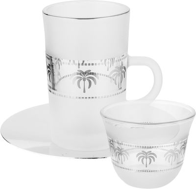 Al Saif Gallery Glass/Stainless Steel Tea and Coffee Serving Set, 18 Pieces - Clear Silver product image 2