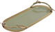 Al Saif Gallery Oval Steel Serving Tray, 40 x 16 x 1.5 cm, Branch Handle, Gold Edges - Light Green product image 2