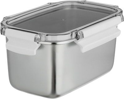 علبة تخزين ستانلس استيل الصحاح، 19x12x10 سم، غطاء بلاستيك، قفل - فضي شفاف product image 3