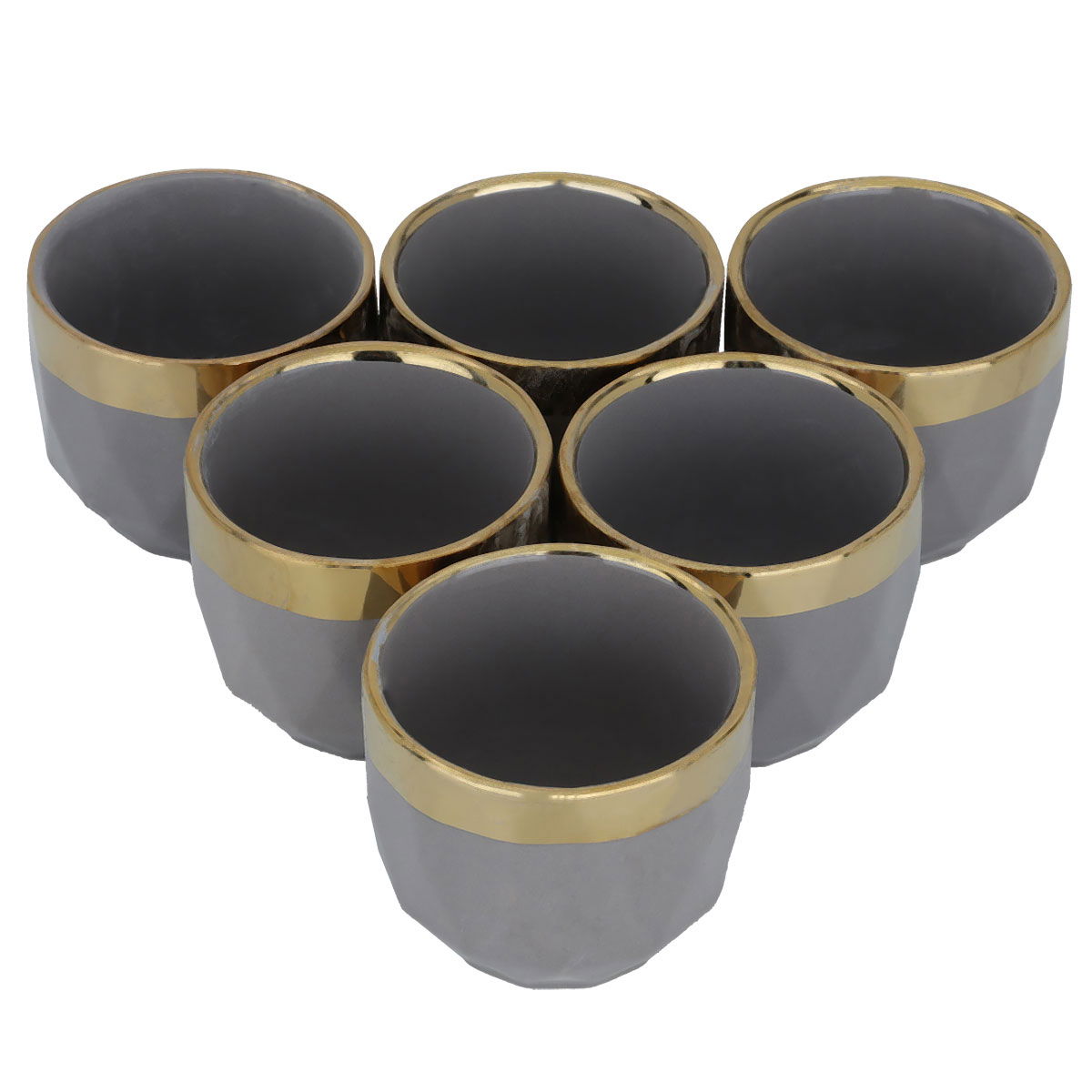 Al Saif Gallery porcelain coffee cup set, 6 pieces, triangle pattern with golden-purple line product image 2