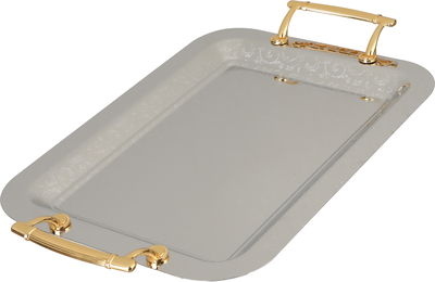 Al Saif Gallery Stainless Steel Serving Set, 3 Pieces, Rectangular, Gold-Silver Handle product image 2