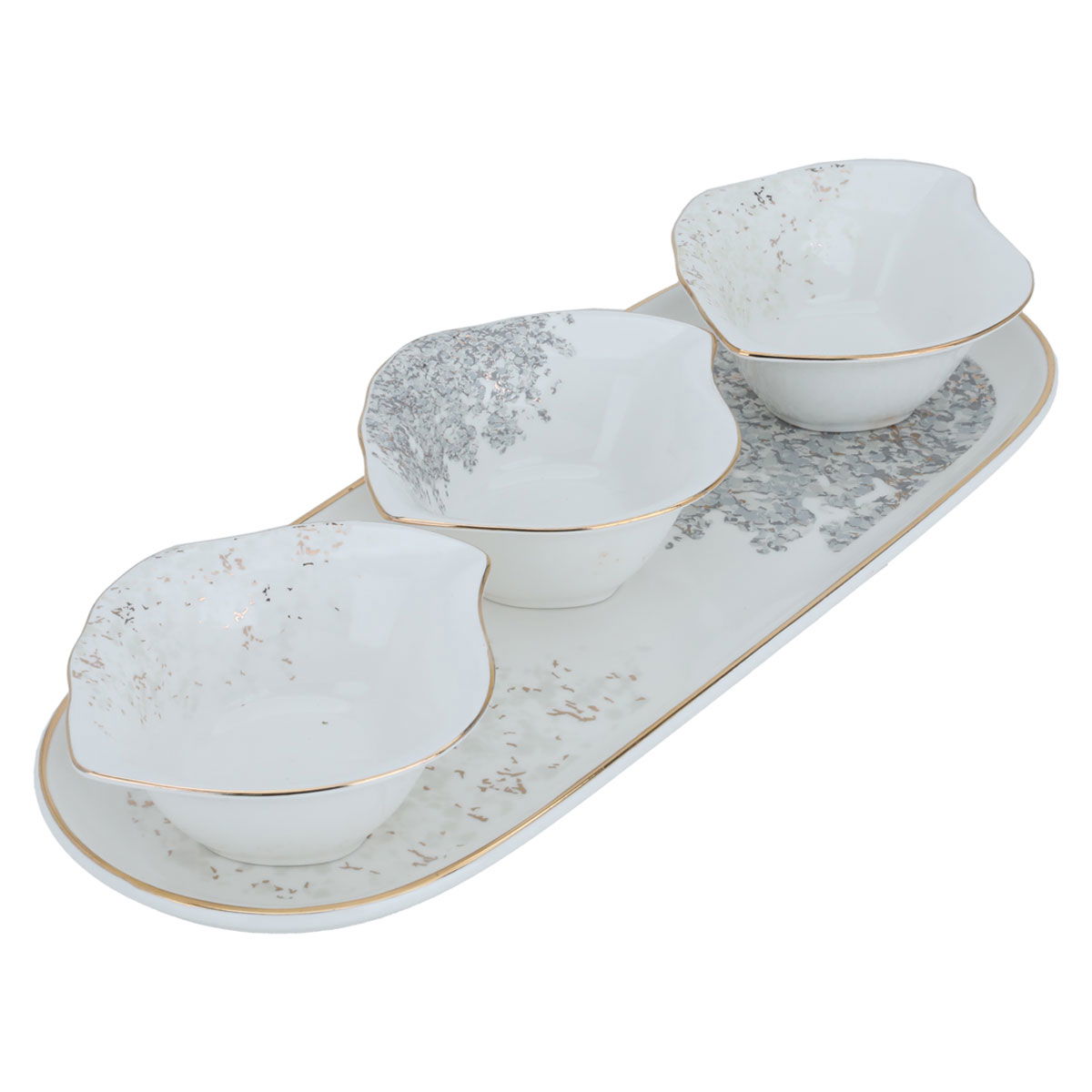 Al Saif Gallery Porcelain Yogurt Set, 4.5 Inch, Oval Plate, 4 Pieces - White product image 1