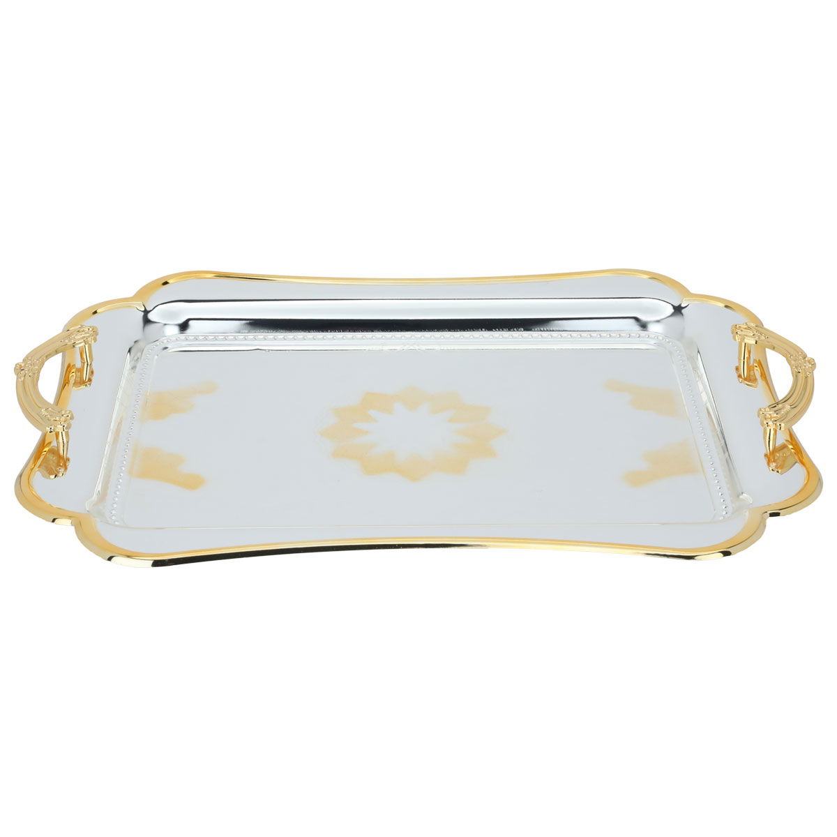 Al Saif Gallery steel topper, 46 x 33 x 1.7 / 44 x 30 x 1.6 / 36 x 24 x 1.5 cm, rectangular, 3 pieces - silver product image 1
