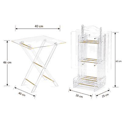طقم طاولات اكرليك، 5 قطع - شفاف ذهبي product image 3