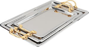 Al Saif Gallery 3-Piece Stainless Steel Toothbrush Set with Gold Handle, Rectangular - Silver product image
