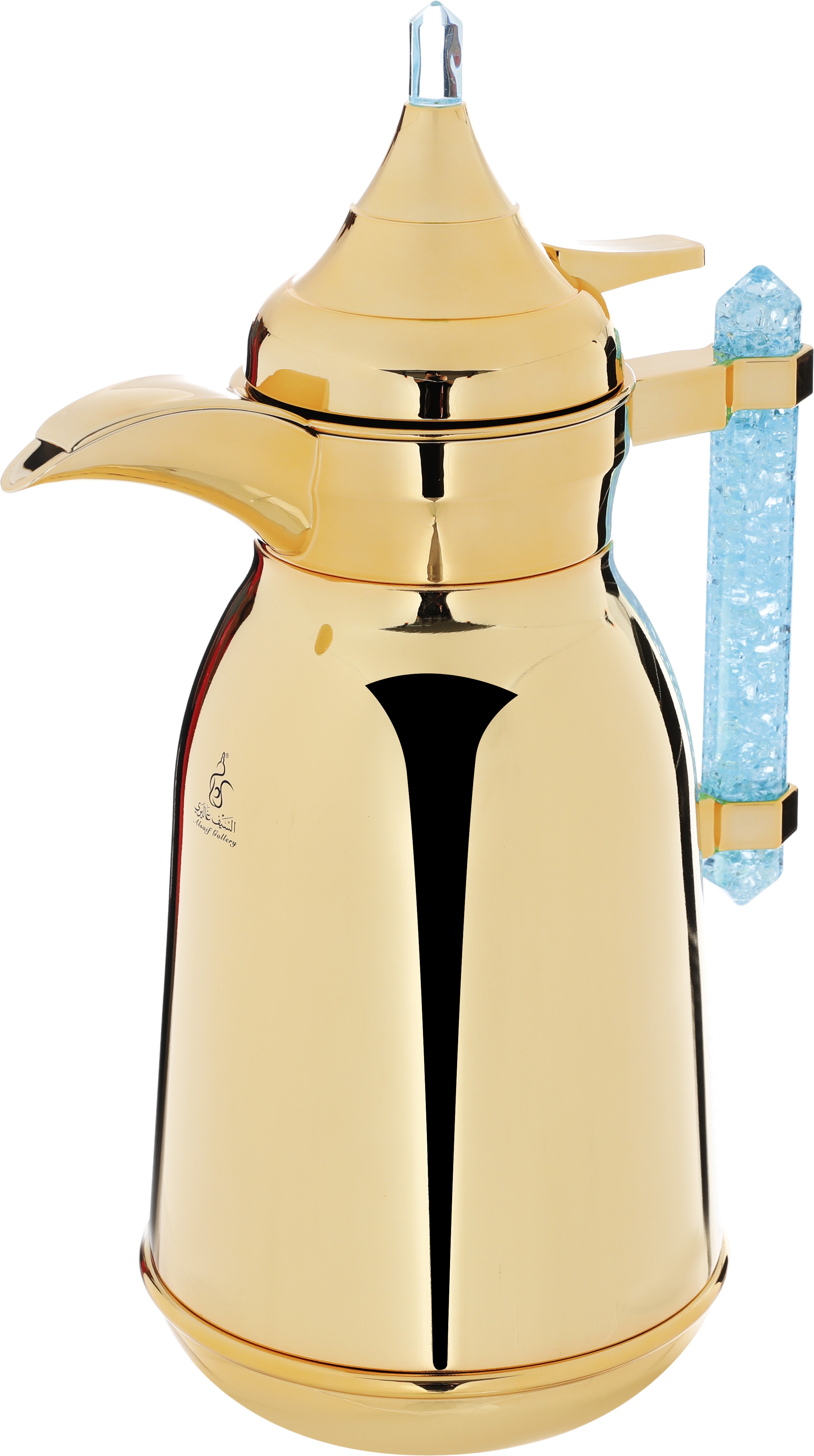 Al Saif Gallery Shahad thermos set, 1 liter, crystal handle, thermal glass inner case, steel outer case - gold product image 3