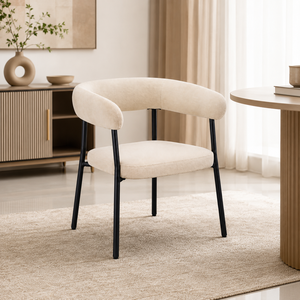 كرسي مودرن حديد ضد الصداء، 73×53×52 سم، قماش شانيل - بيج product image
