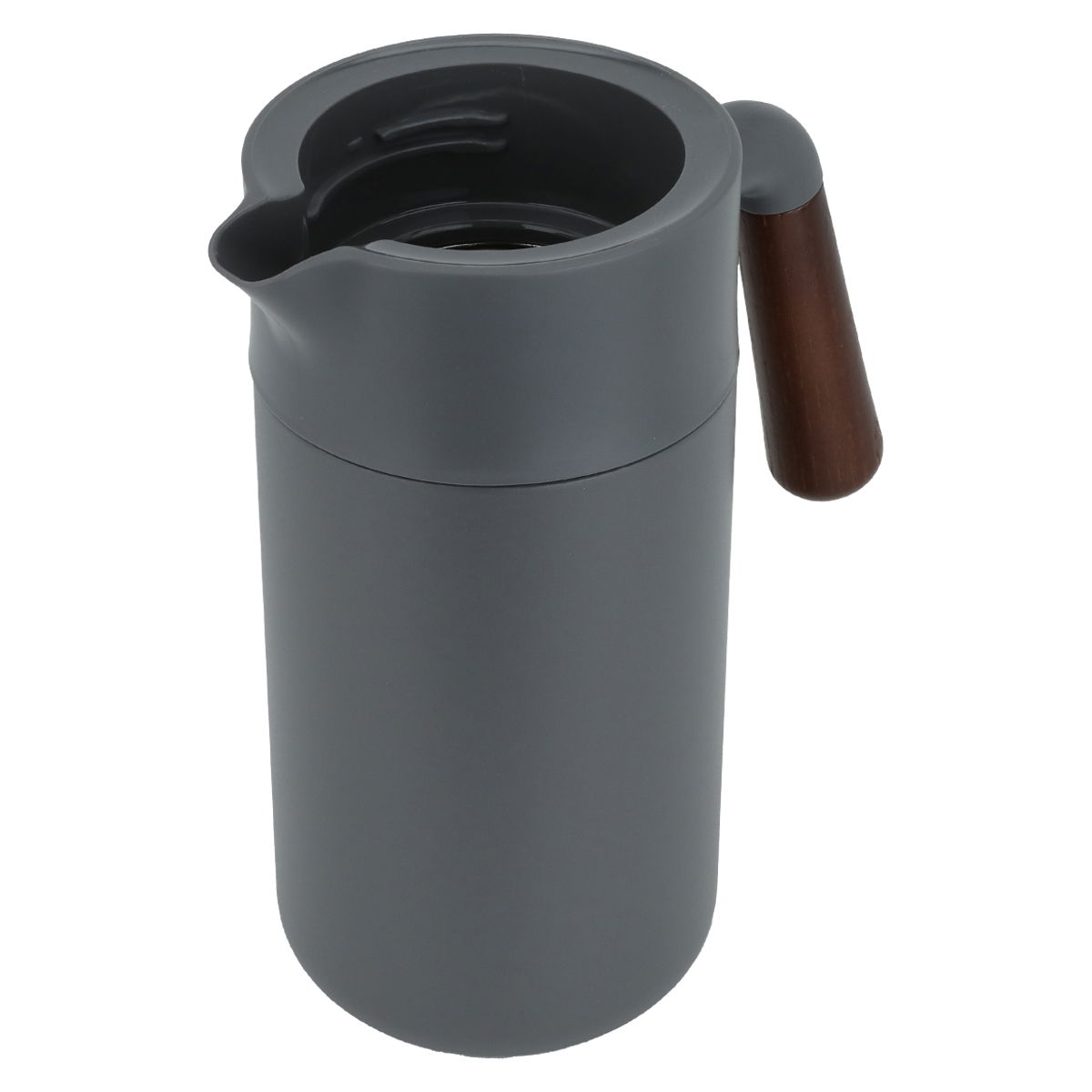 Timeless Tara Thermos, 1.2 litres, wooden handle, squeezer, steel inner container, steel outer shell - dark gray product image 3