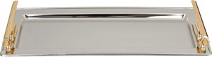 Al Saif Gallery Steel Serving Tray, 40x18.5x5 cm - Silver Gold product image 2