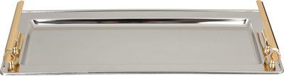 Al Saif Gallery Steel Serving Tray, 40x18.5x5 cm - Silver Gold product image 2