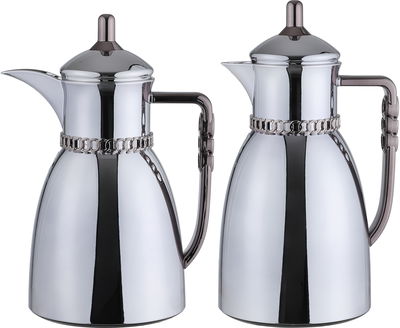 طقم ترامس بيان السيف غاليري، 0.7 / 1 لتر، 2 قطعة، حافظة داخلية زجاج حراري، يد نيكل أسود - فضي لامع product image 1