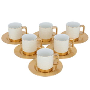 Al Saif Gallery coffee cups and saucers set, porcelain, 12 pieces - beige product image 2