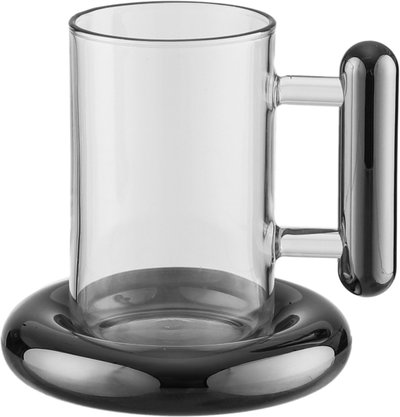 Al Saif Gallery Terhab Thermos Set, 21 Pieces, Cups with Saucers, Coffee Cups, Saucer, Transparent Handle - Black Transparent product image 7