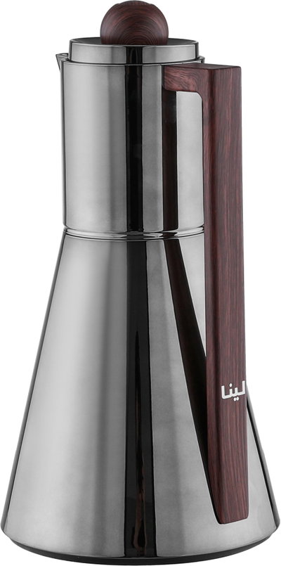 Everest Lena Thermos, 1 Liter, Glass Interior, Push-Button Lid, Wooden Handle - Black product image 4