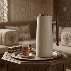 Glory Lean Thermos, 1 Liter, Glass Inner Container, Push Button, Black Handle - Black Gray product image 2