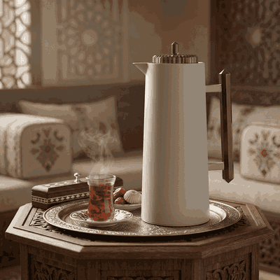 ترمس لين جلوري، 1 لتر،حافظة داخلية زجاج، ضغاط، يد أسود - رمادي أسود product image 2