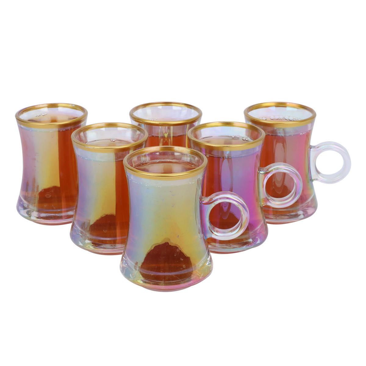 Max Glass tea set, 6 pieces, 300 ml, gold font - transparent product image