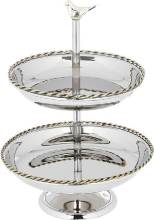 Steel Al Saif Gallery serving stand, circular, two floors - silver product image