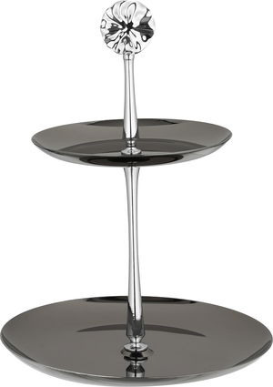 شيالة تقديم ستانلس استيل السيف غاليري، 20 / 14.5 سم، دائري، 2 دور، مسكة يد - أسود لامع product image