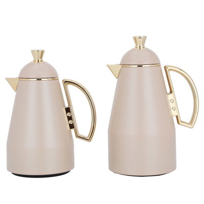 Al Saif Gallery Ruwayda thermos set, 1 liter, thermal glass inner container, steel outer shell - light brown product image 2