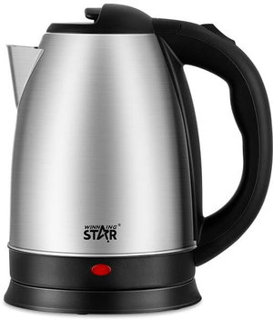 غلاية كهربائية ستانلس ستيل ويننج ستار، 1.8 لتر، 1500 واط، ST-6011-D - فضي اسود product image