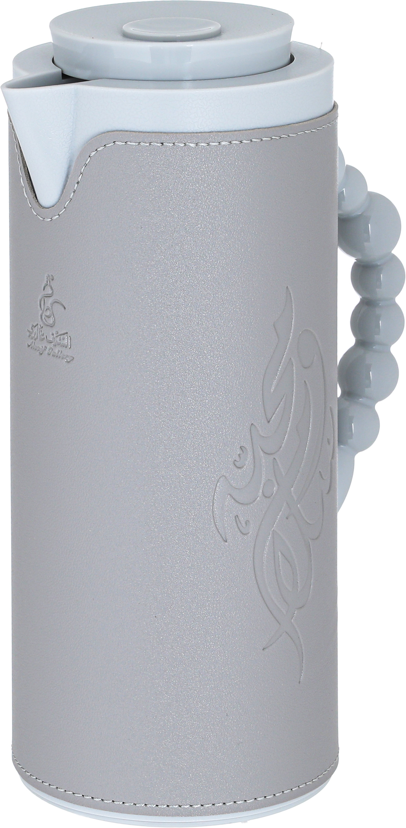 Al Saif Gallery Royal 7 glass thermos, 1 liter, with leather cover, glass inner shell, plastic outer shell - gray product image 2