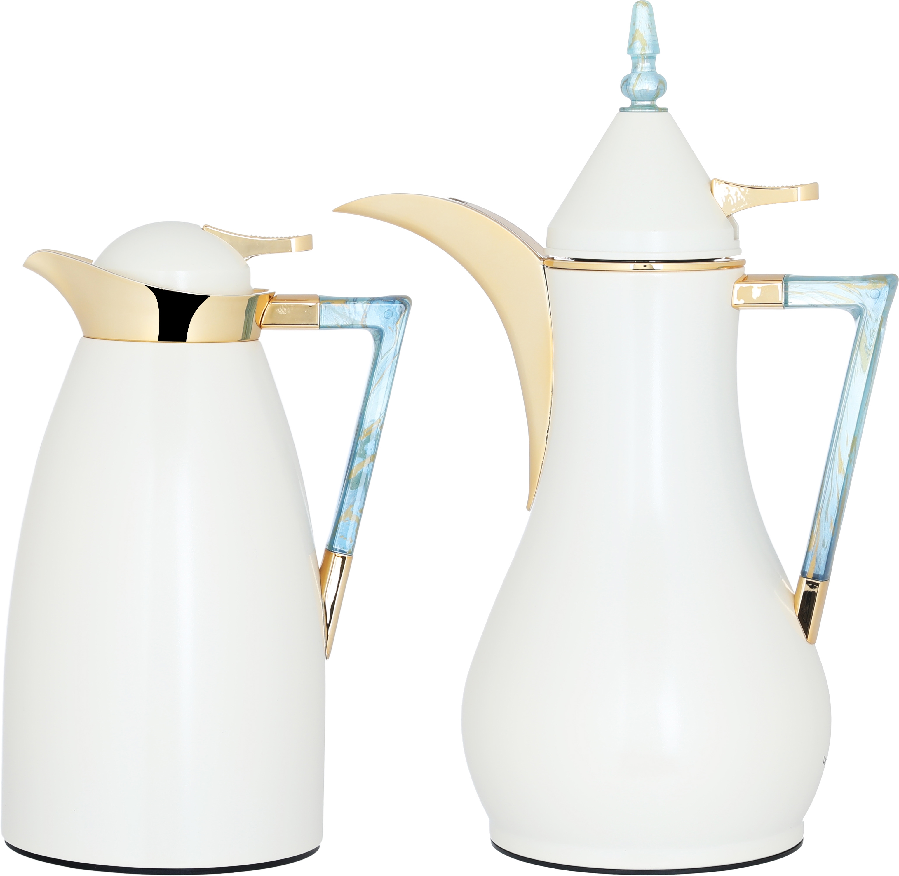 Al Saif Gallery Maha thermos set, two pieces, 1 liter, thermal glass inner shell, steel outer shell - pearl product image
