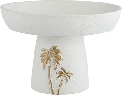 ستاند تقديم جبس السيف غاليري، 19x13x13 سم، دائري، قاعدة، نخلة ذهبي - أبيض product image 1