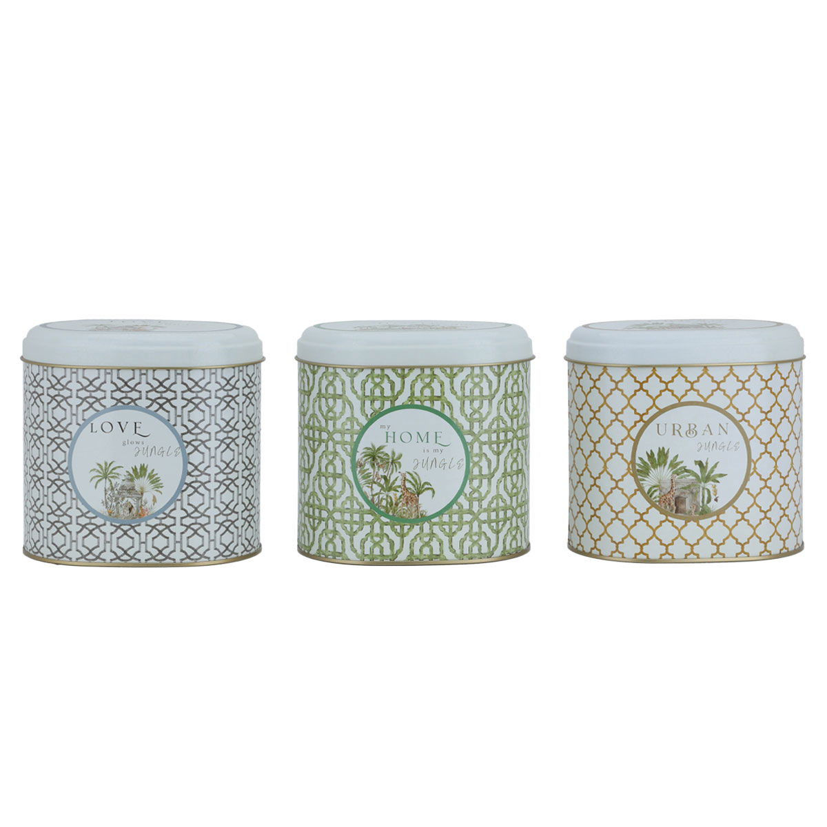 Al Saif Gallery Steel Cans Set, 160-105-150 ml, 3 Pieces, Oval - Colored product image 1