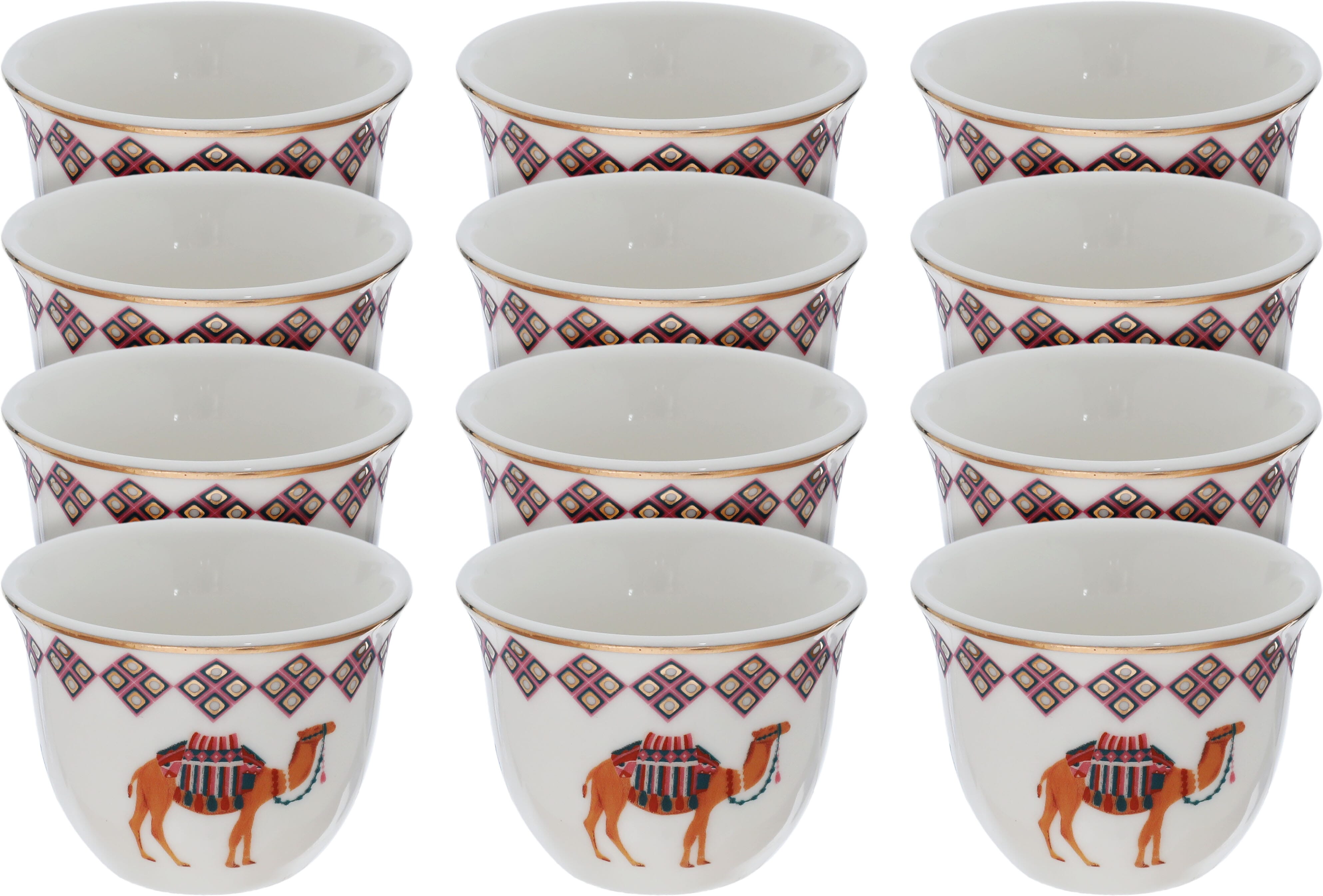Al Saif Gallery Tarhal Porcelain Arabic Coffee Cups Set, 65 Ml, 12 Pieces - White product image
